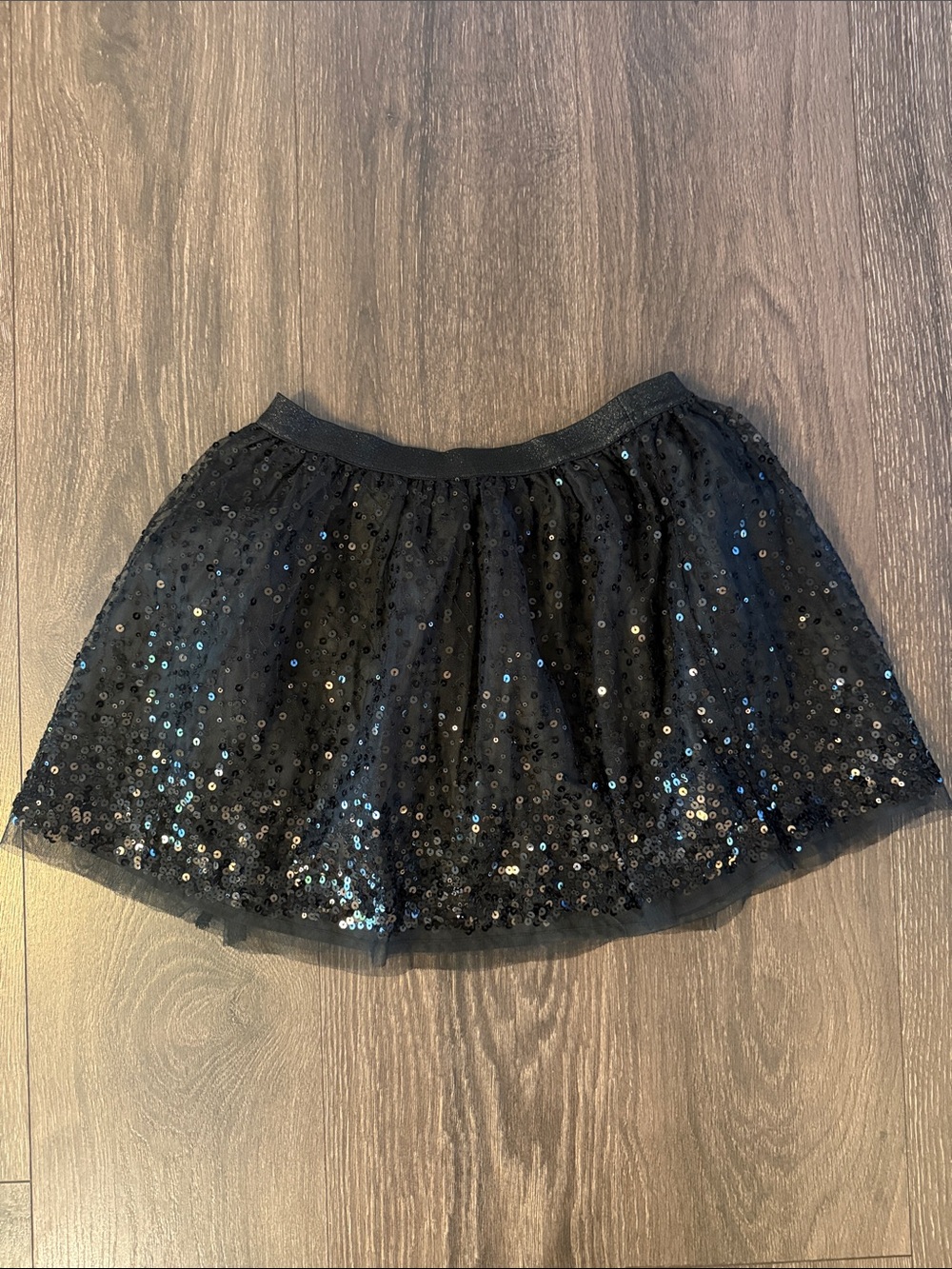 Cat & Jack Black Sequin Tulle Skirt, Size M 8